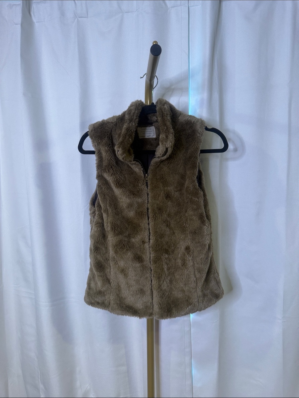 Zara Kids XL Faux Fur Vest in Brown Vegan Lined Fall Warm Cozy